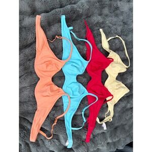 Victoria's Secret 36B 4 Pack Bras Peach Blue Red Yellow Push Up T-Shirt Bra